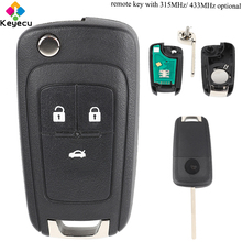 Keyecu-chave de carro remota flip, 3 botões, chip id46, 315mhz/433mhz, hu100, lâmina fob para opel astra j, cascata, vauxhall insignia 2024 - compre barato