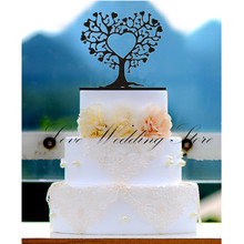 Decoración rústica de la torta de la boda-decoración de la torta de acrílico negro de la forma del árbol del Señor y la señora de la torta de la boda decoración de la torta envío gratis 2024 - compra barato