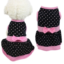 Pet Spring Summer Dress for Small Medium Dogs Cotton Breathable Skirt with Bow Knot Black puppy princess skirt Dress XS/S/M/L/XL 2024 - buy cheap