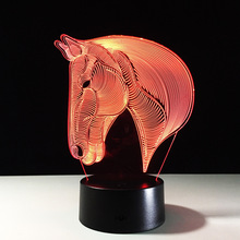 Luz de led cavalo usb em 7 cores, lâmpada de mesa led noturna 3d decorativa para casa crianças 2024 - compre barato