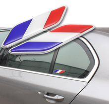 Conjunto de 2 unids/set de coches de aluminio 3D, logotipo de la bandera francesa, logotipo de la hoja, pegatina lateral para coche para Citroen, Peugeot, Renault DS 2024 - compra barato