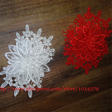 Cinta para el pelo de 10X 9cm para boda, accesorios para el cabello con bonito encaje veneciano, apliques florales de color marfil/rojo, BD0110, 3 uds. 2024 - compra barato