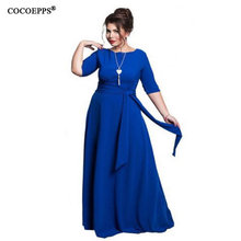 2020 Autumn 5XL 6XL Plus Size Women Dress Big Size Winter Long Dress Belt Maxi dress Half Sleeve Elegant Evening Party Vestidos 2024 - buy cheap