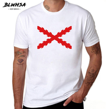 BLWHSA-Camiseta con banderas del Imperio Español para hombre, camisetas de Cruz impresa burdeos, bandera cruzada de España y Borgoña 2024 - compra barato