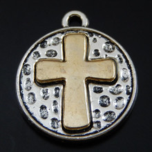 10pcs/lot Vintage Top Man Silver Color Necklace Pendant Alloy Round Cross Charms Handmade Jewelry Making Gifts 22*19*3mm 50079 2024 - buy cheap