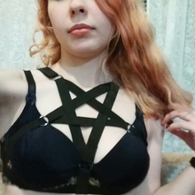 black wome body harness sexy lingerie spandex harajuku pastel gothic pentagram cage bra bondage cage harness bra 2024 - buy cheap