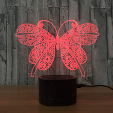 Luz de led borboleta com mudança de cores, presente de natal, brinquedos, usb, lâmpada 3d, novidade, luminária de mesa, luz 3d 2024 - compre barato