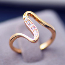 Fashionable classic golden twisted glazed zircon woman ring Wedding engagement jewelry Gift for a lover Prom party ring shipping 2024 - buy cheap