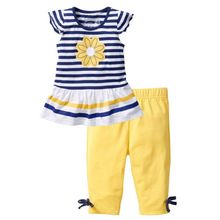Conjunto de roupa de algodão para bebês, conjunto camiseta e calças de bebê para meninas cores variadas para o verão 2024 - compre barato