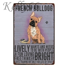 [Kelly66] pôster de metal para decoração de cachorro-touro francês, arte de parede de casa, tamanho 20x30 cm 2024 - compre barato