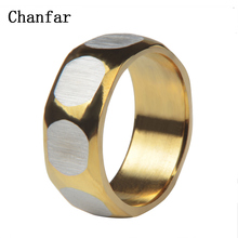 Chanfar 8MM Wide Comfort Faceted Gold Color Women Men Anniversary Rings Fashion Jewelry Gift 2024 - buy cheap