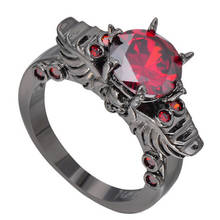 Женское кольцо с фиолетовым кристаллом, кольцо черного и золотого цвета в стиле панк со скелетом и черепом 2024 - купить недорого