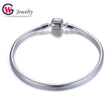 Pulseira feminina 925 pulseira de prata corrente snap fecho jóias charme link pulseiras para jóias femininas dyi fazendo gw original 2024 - compre barato