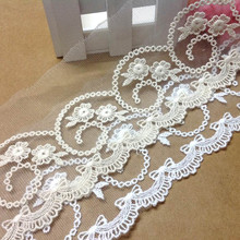 Free Shipping Off-White Exquisite Vintage Gauze Embroidery Lace Trim Lace Fabric Width 9cm 5Yds/lot 2024 - buy cheap