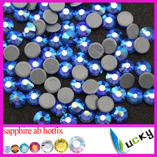 Top Quality HotFix rhinestone! ss6 ss10 ss16 ss20 ss30 Sapphire AB color Crystal iron strass Flat back rhinestones super shine 2024 - buy cheap