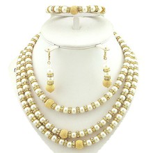 African bead Jewelry Set Wedding Pearl Jewelry 24k Gold Jewelry WomenBead Necklace 2024 - buy cheap