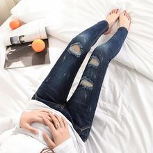 Новинка весны 2018, модные облегающие брюки для беременных с дырками, эластичные джинсы для беременных женщин 2024 - купить недорого
