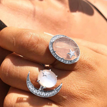 2 Pcs/Set Women Rings Bohemian Star Moon Round Crystal Silver Color Ring Set Female Exquisite Wedding Anniversary Jewelry Gifts 2024 - buy cheap