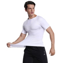 Мужская футболка с коротким рукавом, компрессионная стрейчевая футболка для бодибилдинга, фитнеса, тренировок 2024 - купить недорого