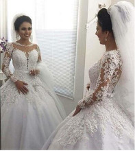 Vestido de Noiva Ball Gown Princess Wedding Dresses Long Sleeve Beaded Lace Appliques Wedding Gowns Court Train Mariage 2024 - buy cheap
