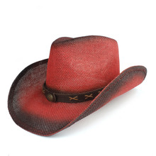 2019 Women Men Straw Hollow Western Cowboy Hat Lady Red Bohemia Tassel Sombrero Fedora Beach Cowgirl Jazz Sun Hat Size 58CM 2024 - buy cheap