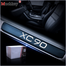 Protector de puerta de coche para VOLVO XC90, pegatinas de placa de desgaste, pegatina de vinilo de fibra de carbono 4D, 4 Uds. 2024 - compra barato