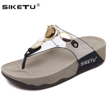 SIKETU-zapatos de plataforma plana para mujer, sandalias Bohemias de cristal, Chanclas de playa, zapatos de verano, WSH2411, 2021 2024 - compra barato