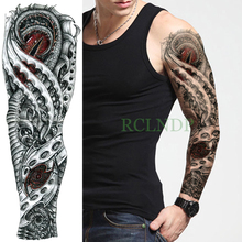 Водостойкая Временная тату-наклейка, железная механика, крутая, на всю руку, Инопланетянин, поддельная тату, флеш-тату, рукав, большой размер, боди-арт, тату для 2024 - купить недорого