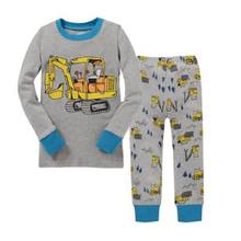Natal crianças conjunto de pijamas menino escavadeira impressão algodão manga longa topos + calças pijamas 2pcs meninos pijamas roupas 2024 - compre barato