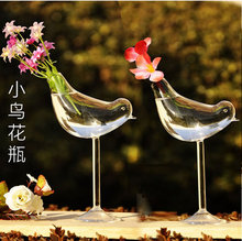 Vaso de vidro hidropônico para paisagem, forma de pássaro, flor de vidro bonito, recipiente de terrário diy 2024 - compre barato