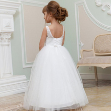 Flower Girl Dresses Pageant White Sleeveless Tulle Fluffy Lace Applique First Holy Communion Princess Lace up Dresses 2024 - buy cheap