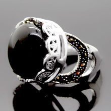 16mm Tibetan Silver  Natural Chunky BlackNatural Stone Ring Size 7/8/9/10 2024 - buy cheap