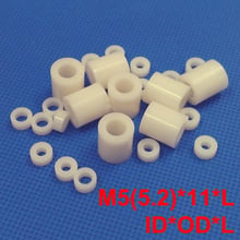 300 pcs M5 5.2*11*10 5.2x11x10 5.2*11*12 5.2x11x12 ID * OD * L Plástico ABS Rodada Nylon Standoff Spacer Coluna Isolamento Arruela Calço 2024 - compre barato