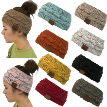 Вязаная повязка на голову с хвостом Шапка-тюрбан зимняя женская блестящая повязка для волос 2024 - купить недорого