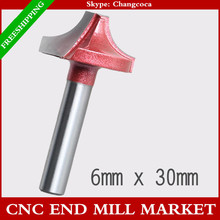 6mm*30mm,wood tool,CNC machine milling cutter,tungsten solid Carbide end mill,PVC,MDF,acrylic,woodworking router bit,1/4R Bit 2024 - buy cheap