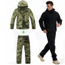 Deportes al aire libre chaquetas Softshell + Pantalones hombres Camping caza ropa camuflaje militar táctico conjuntos impermeables caza trajes 2024 - compra barato