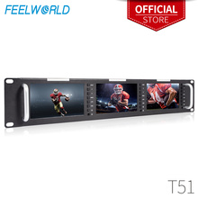 Feelworld-monitor t51 triplo de 5 lugares 2ru, monitor lcd de montagem, com entrada e saída hdmi, monitores de qualidade e nível de transmissão 2024 - compre barato