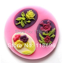Free shipping 4 Complex of beautiful flowers chocolate mold fondant Cake decoration molds100% Food grade material No.si381 2024 - buy cheap