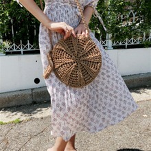 New diagonal spanish lady round cake straw bag handmade woven bag travel vacation leisure beach bag 2024 - buy cheap