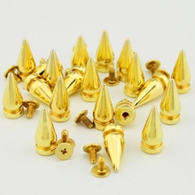 10 peças 10*20mm brincos e espinho de liga de zinco dourado para roupas rebite punk para roupas de couro acessório de vestuário tipo bala para roupas 2024 - compre barato