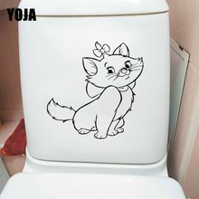 YOJA-calcomanía de baño para decoración de habitación de niños, lazo de gato y gatito, pegatina de pared, T5-0240, 22,8x23cm 2024 - compra barato