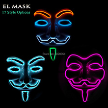 Drop Shipping Dance DJ Masquerade Light Up Mask V for Vendetta EL Led Mask For Night Club Halloween Carnival Decorative 2024 - buy cheap