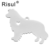 Risul I love my Dog Shetland овечья собака, собачья из нержавеющей стали, кулон, сердце, щенок, удостоверение личности, пустая собачья бирка, зеркало с принтом, лак, 10 шт. 2024 - купить недорого