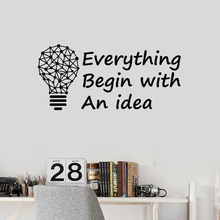 Vinyl Wall Decal Lightbulb Idea Quote Inspire Saying Office Space Stickers Mural Everything Bedin with An Idea Wall Declas H422 2024 - buy cheap