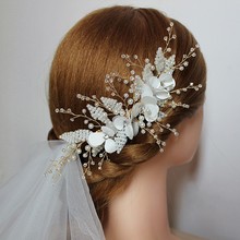 Pinzas para el pelo de perlas delicadas para mujer, accesorio Floral blanco, dorado, para boda, joyería para el cabello nupcial, cableado a mano 2024 - compra barato