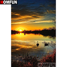 HOMFUN-pintura de diamante 5D DIY "paisaje atardecer", bordado 3D con diamantes de imitación cuadrados o redondos, estilo punto de cruz 5D, decoración del hogar, A15953 2024 - compra barato