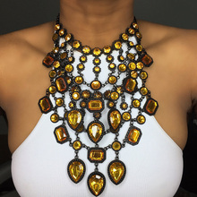 Dvacaman 2020 New Crystal Big Statement Necklace Women Maxi Long Pendant Necklace Bridal Party Jewelry Accessories Dropshipping 2024 - buy cheap