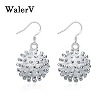 WalerV 925 Silver Color Earrings Female Lovely Long Square White Beads Stud Earring For Women Girl Party Jewelry Gift 2024 - buy cheap