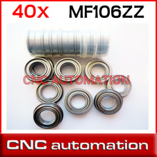 40pcs flanged bearing 6x10x3 mm MF106 MF106ZZ miniature flange deep groove ball bearings radial shaft 2024 - buy cheap