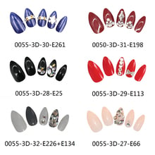 Unhas falsas, alta qualidade, 6 designs, unhas falsas, 24 peças, pontas de unhas de beleza dedo, stiletto com cola, faça você mesmo, unhas 3d, strass 2024 - compre barato